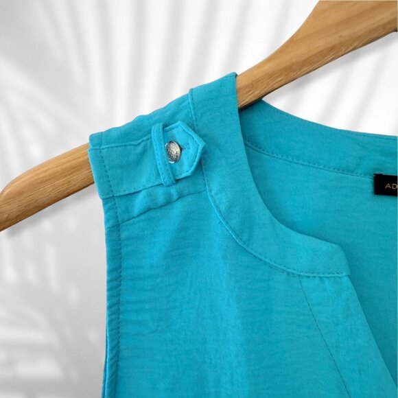 💙 Adrienne Vittadini Turquoise Blue Sleeveless Blouse Top | Size Small - Picture 4 of 5